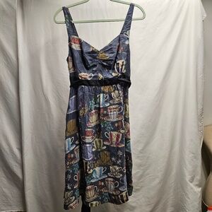 Anthropologie Floreat teacup whimsical sugar and creme babydoll dress silk 6